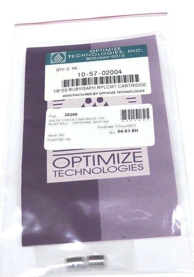 Used NEW OPTIMIZE TECHNOLOGIES 10-57-02004 1/8'' SS RUBY/SAPH RPLCMT CARTRIDGE 2-PACK