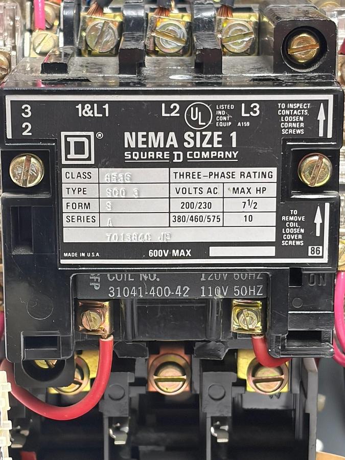 Used Square D 8998 Type NC403 NEMA Size 1 MCC Fusible Starter Bucket 480V 8998-NC403