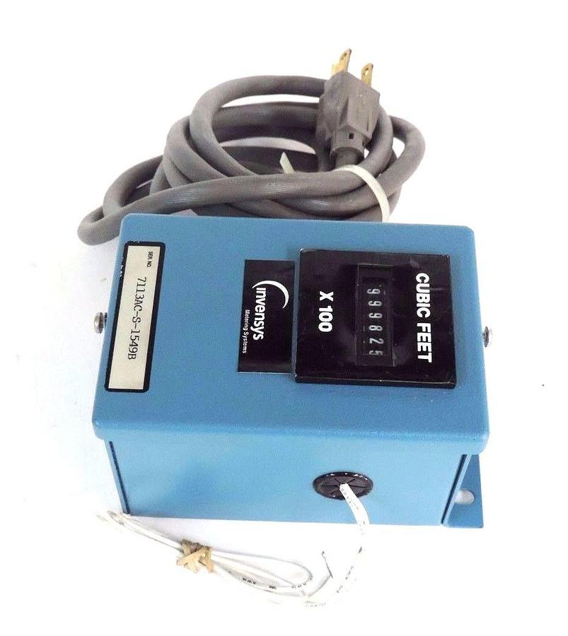 Used NEW INVENSYS KE610F3 100X CUBIC FEET METER 12V, 3W, 10CPS / ENCLOSURE