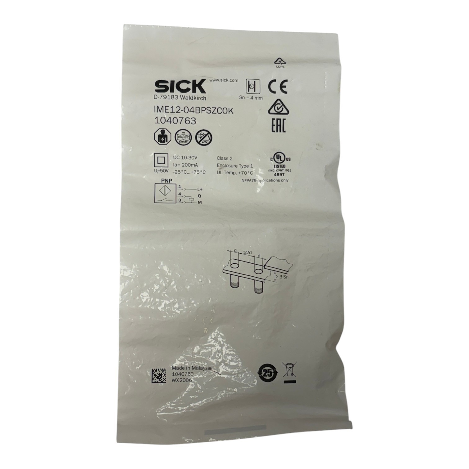 SICK IME12-04BPSZCOK Inductive Proximity Sensor M12 PNP NO 1040763 New Sealed
