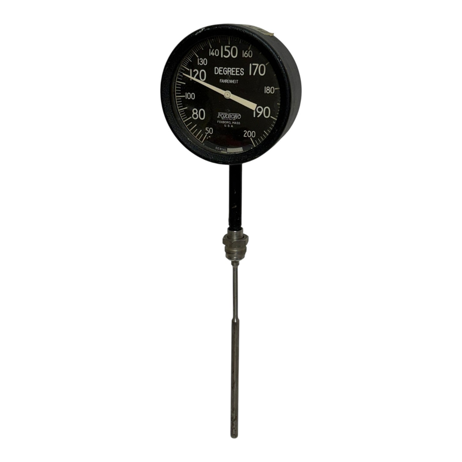 Used Foxboro Vintage Industrial Mechanical Dial Thermometer 50-200°F