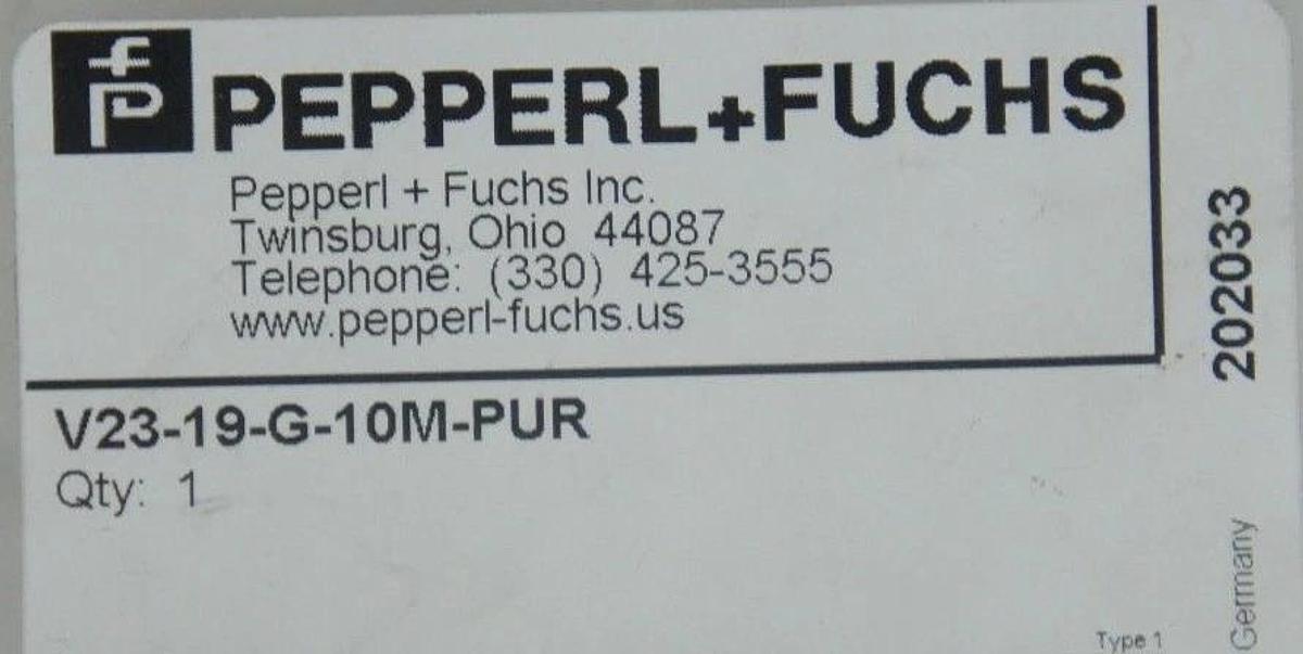 Used NEW PEPPERL+FUCHS V23-19-G-10M-PUR FEMALE CORDSET M23 19-PIN PUR CABLE 202033