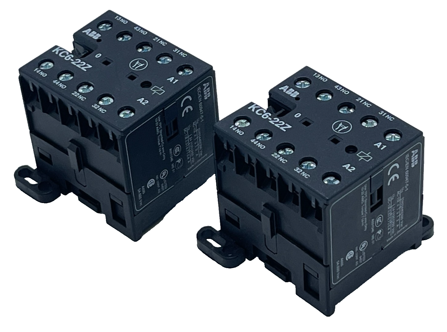 Used Lot of 2 ABB KC6-22Z Mini Contactor Relays | 24V DC | 2NO + 2NC | GJH1213001R022