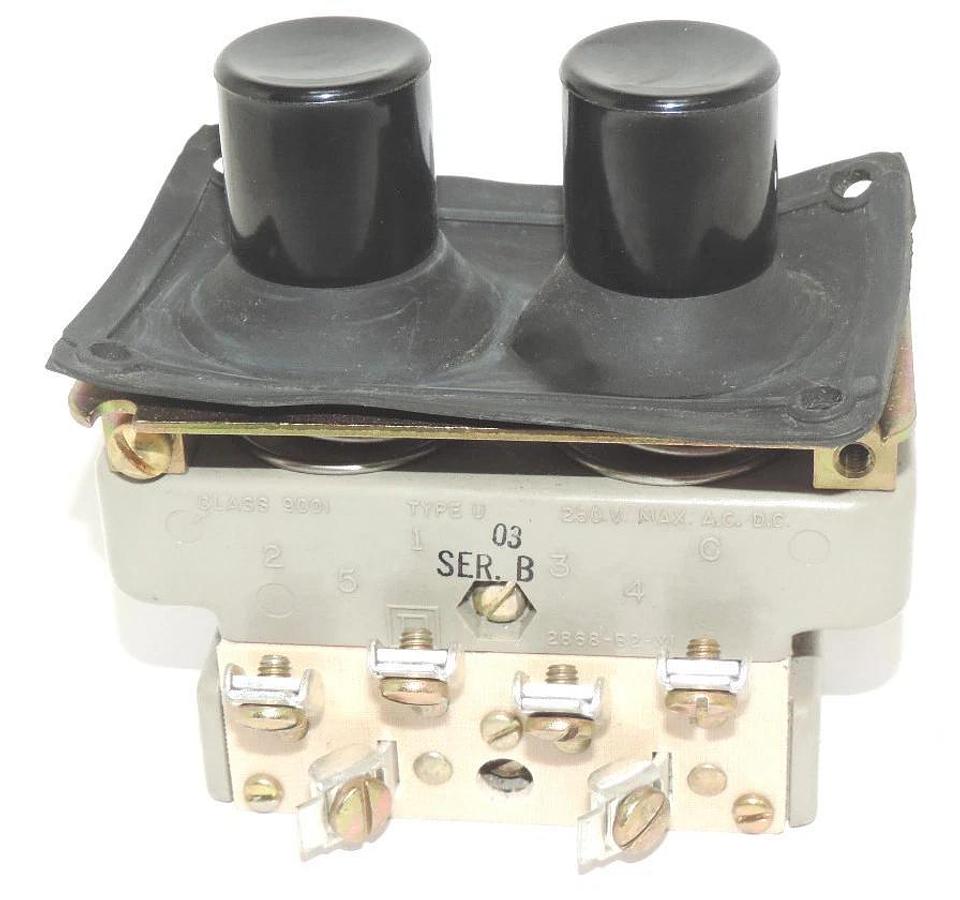 NEW SQUARE D 9001-UO-3 BLANK PUSHBUTTON BLACK MOMENTARY OPEN TYPE 250V, 9001U03
