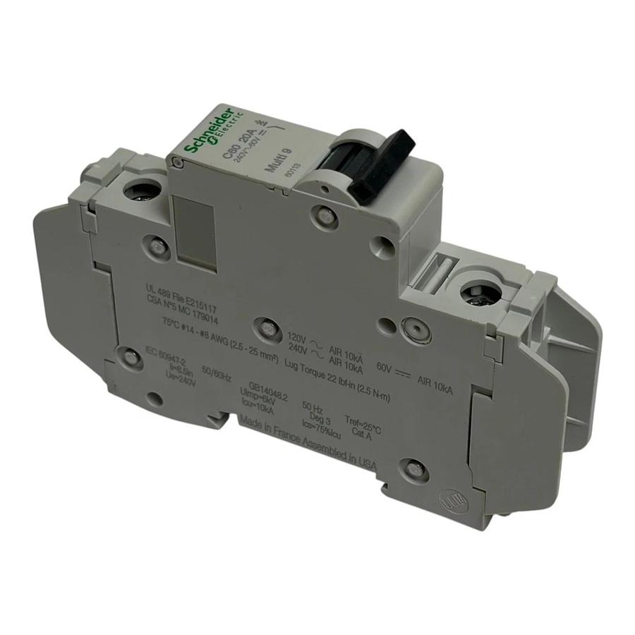 Schneider Electric Multi 9 C60 20A Circuit Breaker 60113 1 Pole 240V 60V New