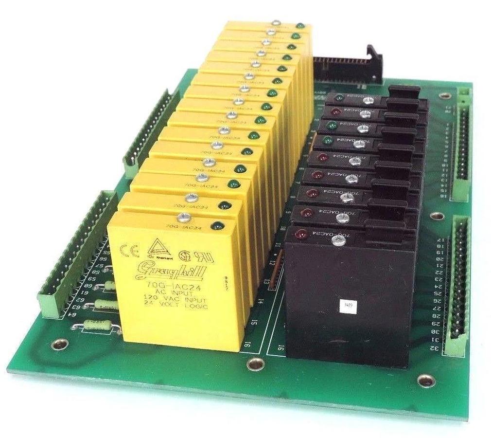 Used ABB GRAYHILL 69YY16004 RELAY CONTROL BOARD ROBOTICS W/ 70G-IAC24, 70G-OAC24