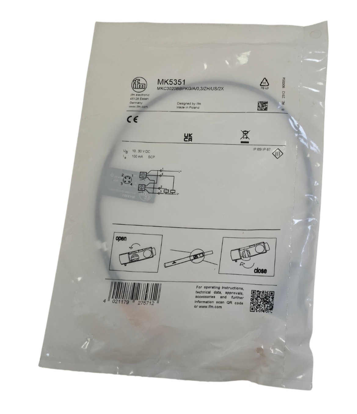 NEW IFM MKC3020BBPKG/A/0,3/ZH/US/2X CYLINDER SENSOR MK5351 10...30V DC 100mA