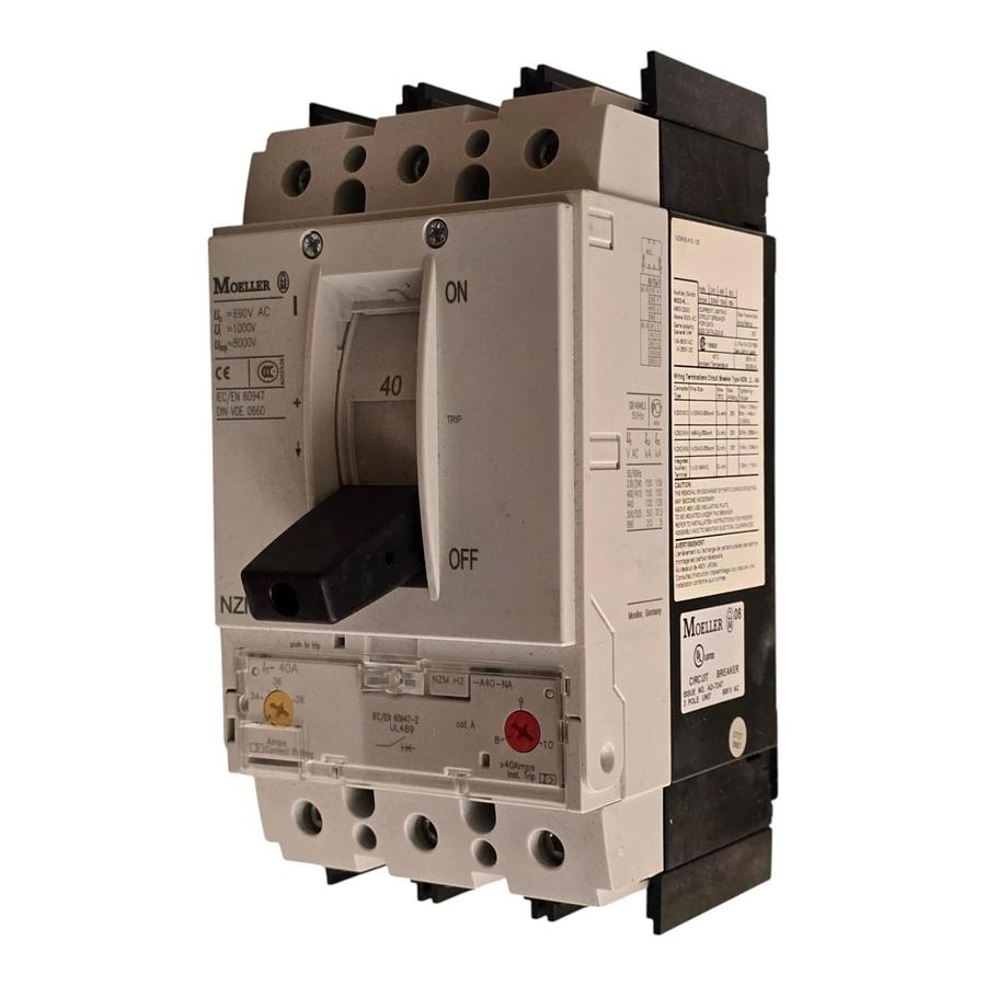 Eaton Moeller NZMH2-A40-BT-NA | 107800 MCCB Circuit Breaker 3P 40A 600V w/Trip