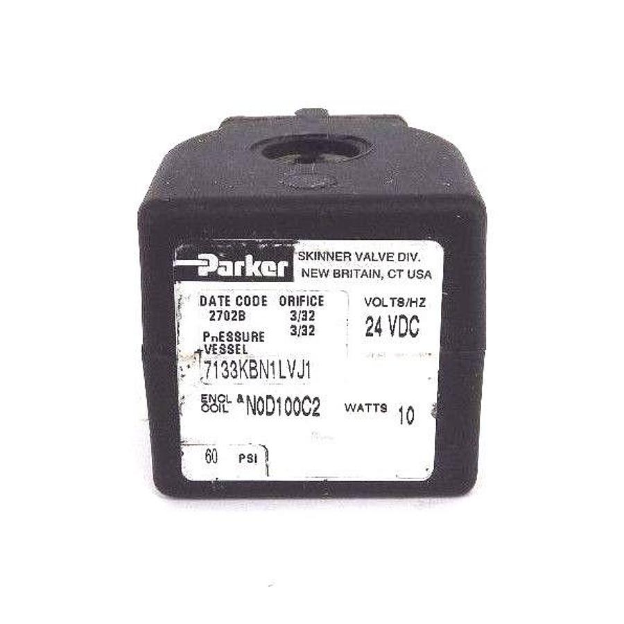 Used PARKER 7133KBN1LVJ1 VALVE 24VDC, 10 WATT, 3/32 ORIFICE, 7D100C2 22 1SHF7