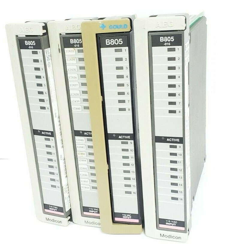 Used LOT OF 4 GOULD / MODICON AS-B805-016 INPUT MODULES 800 I/O 115VAC 16PT