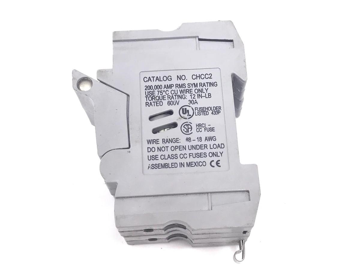 Used COOPER BUSSMANN CHCC2 FUSE BLOCK 30 AMP, 600V W/ FNQ-R-19 FUSES