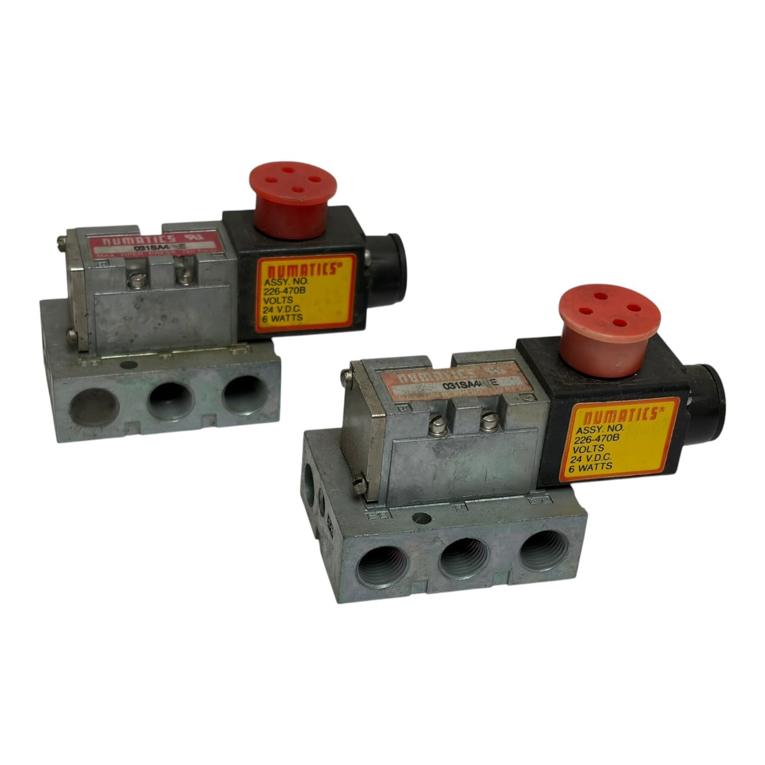 Used Numatics 031SA4 Solenoid Air Valve 226-470B 24VDC 6W Base Mounted Lot of 2
