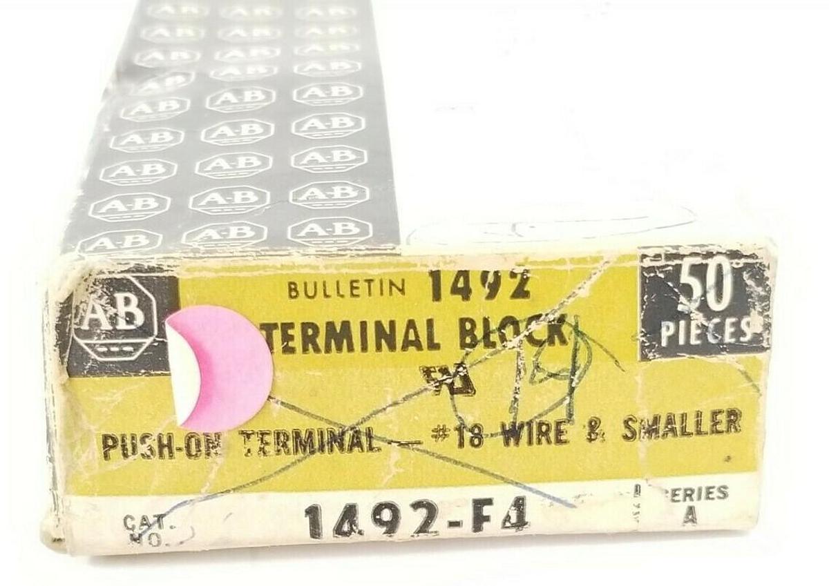 Used LOT OF 14 NIB ALLEN BRADLEY 1492-F4 PUSH-ON TERMINALS SER. A #18 WIRE & SMALLER