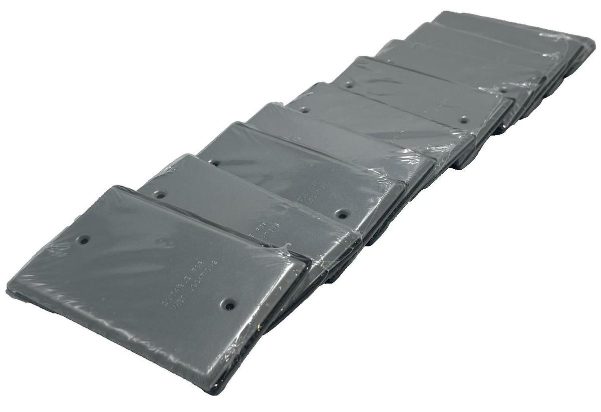 LOT OF 10 BELL OUTDOOR 5173‑0 SINGLE GANG BLANK COVER WEATHERPROOF GRAY ALUMINUM