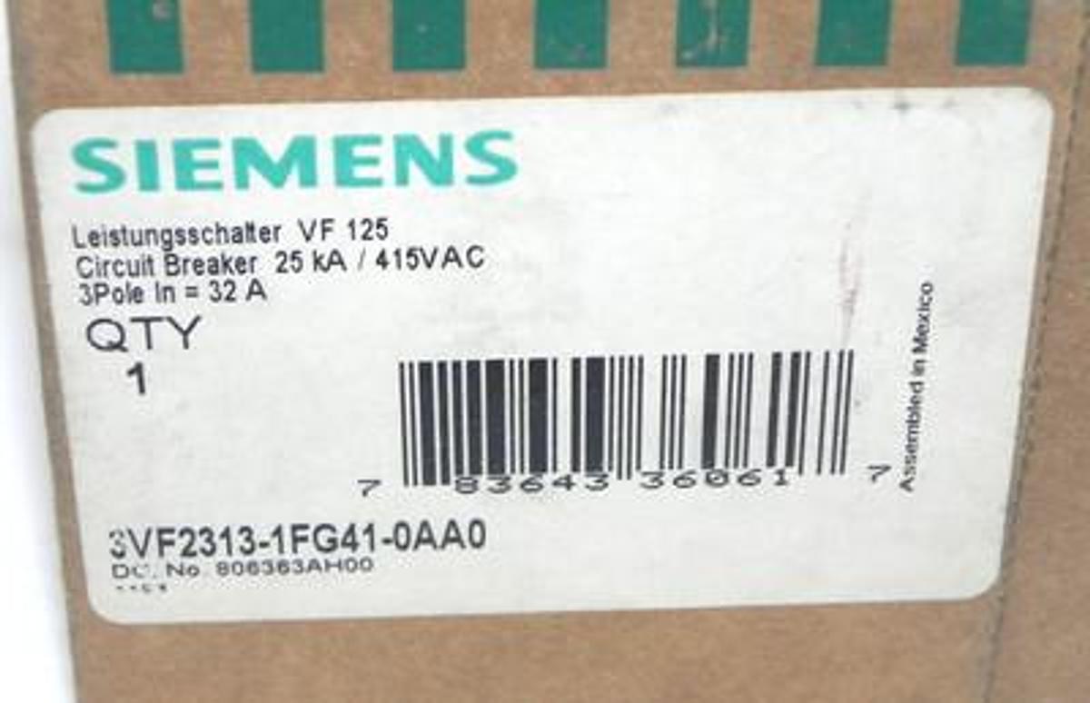 Used NEW SIEMENS 3VF2313-1FG41-0AA0 CIRCUIT BREAKER 3VF23131FG410AA0