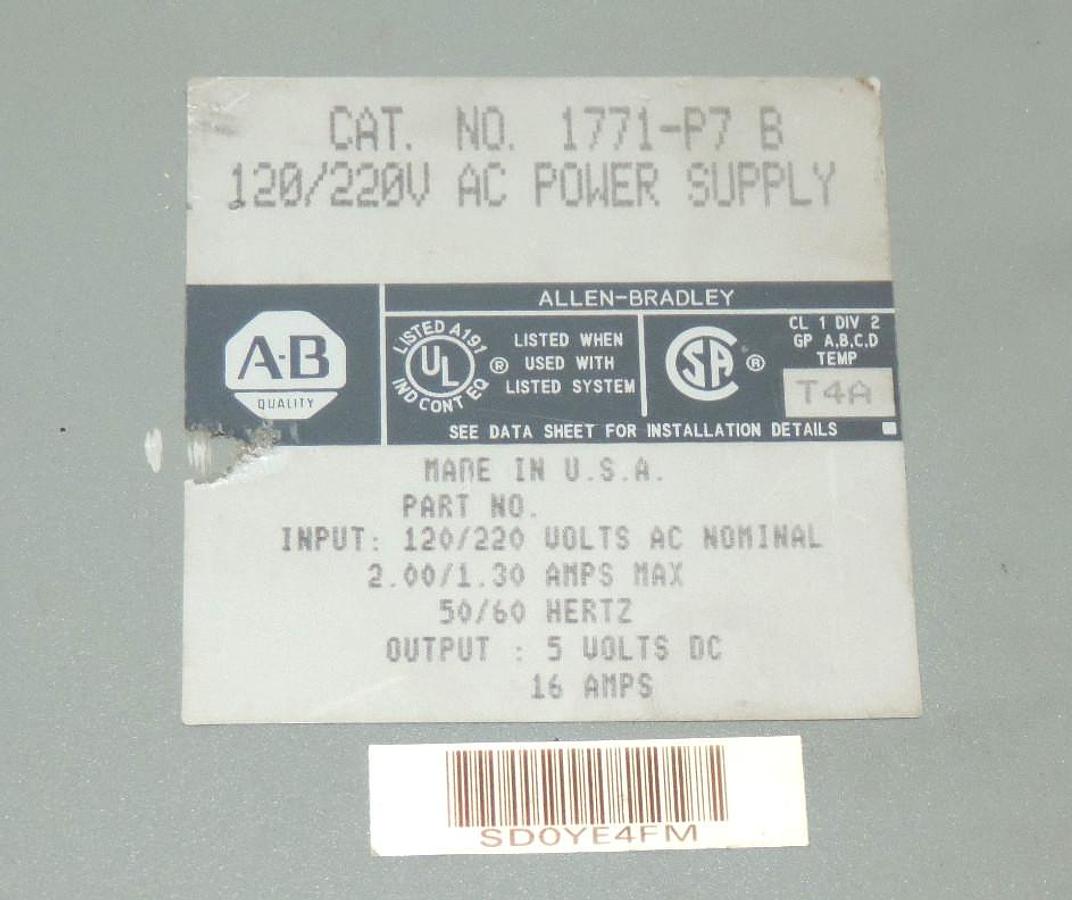 Used LOT OF 3 ALLEN BRADLEY 1771-P7 POWER SUPPLY MODULES SER. B, SER. D