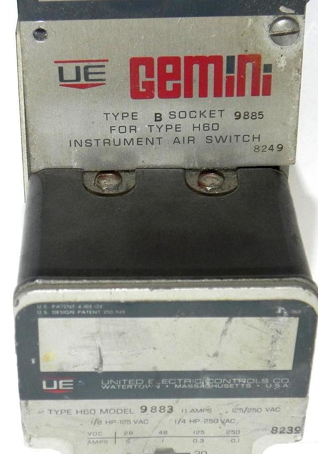 Used UNITED ELECTRIC TYPE H60 MODEL 9883, INCLUDES AIR PRESSURE SWITCH H60 MODEL 9885