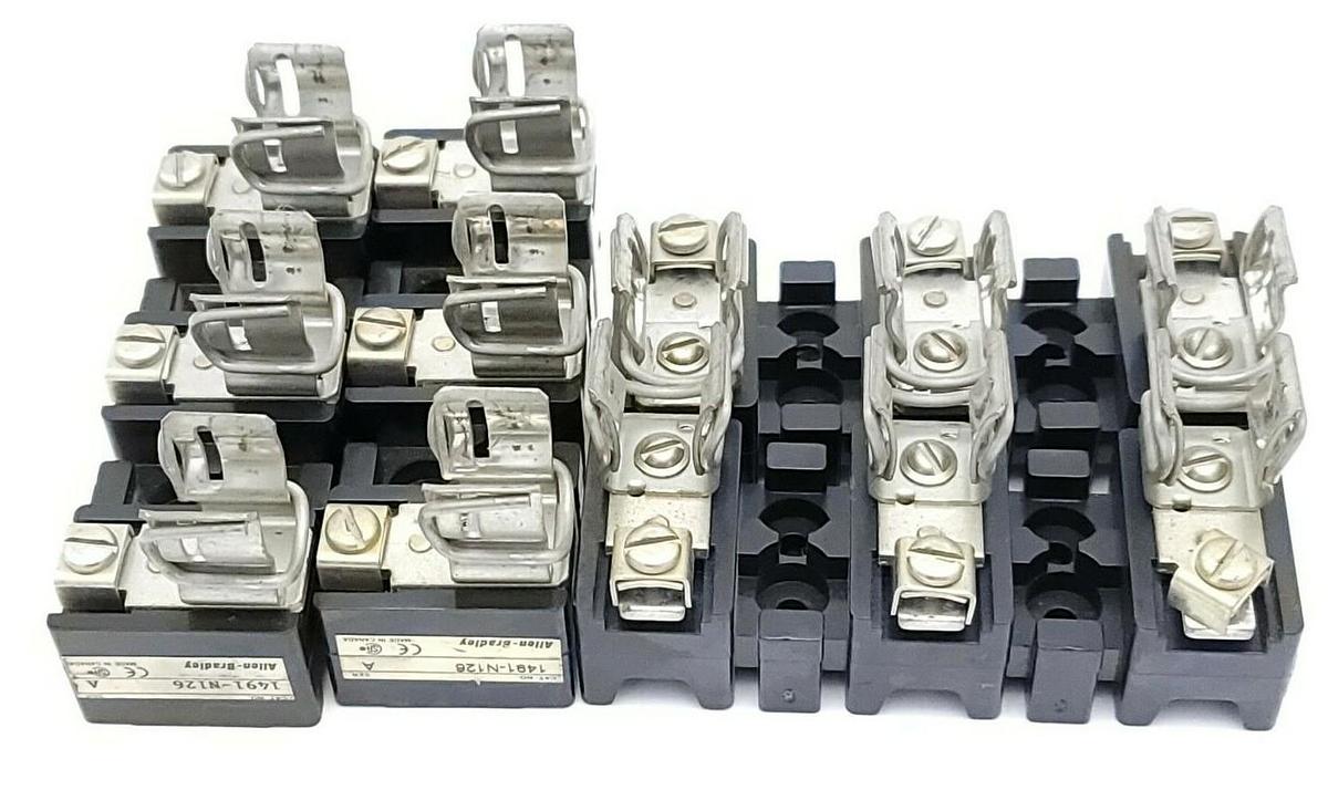 Used LOT OF 4 ALLEN BRADLEY 1491-N126 FUSE BLOCKS 30AMP 3OLE 600V SER. A