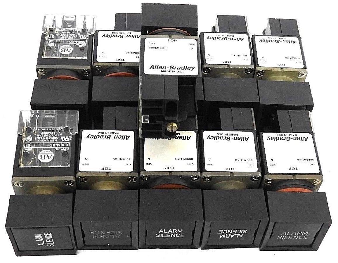 Used LOT OF 11 ALLEN BRADLEY 800MB-X0 PUSHBUTTON SWITCHES SER. A 800MB-XO W/ 800M-XD1