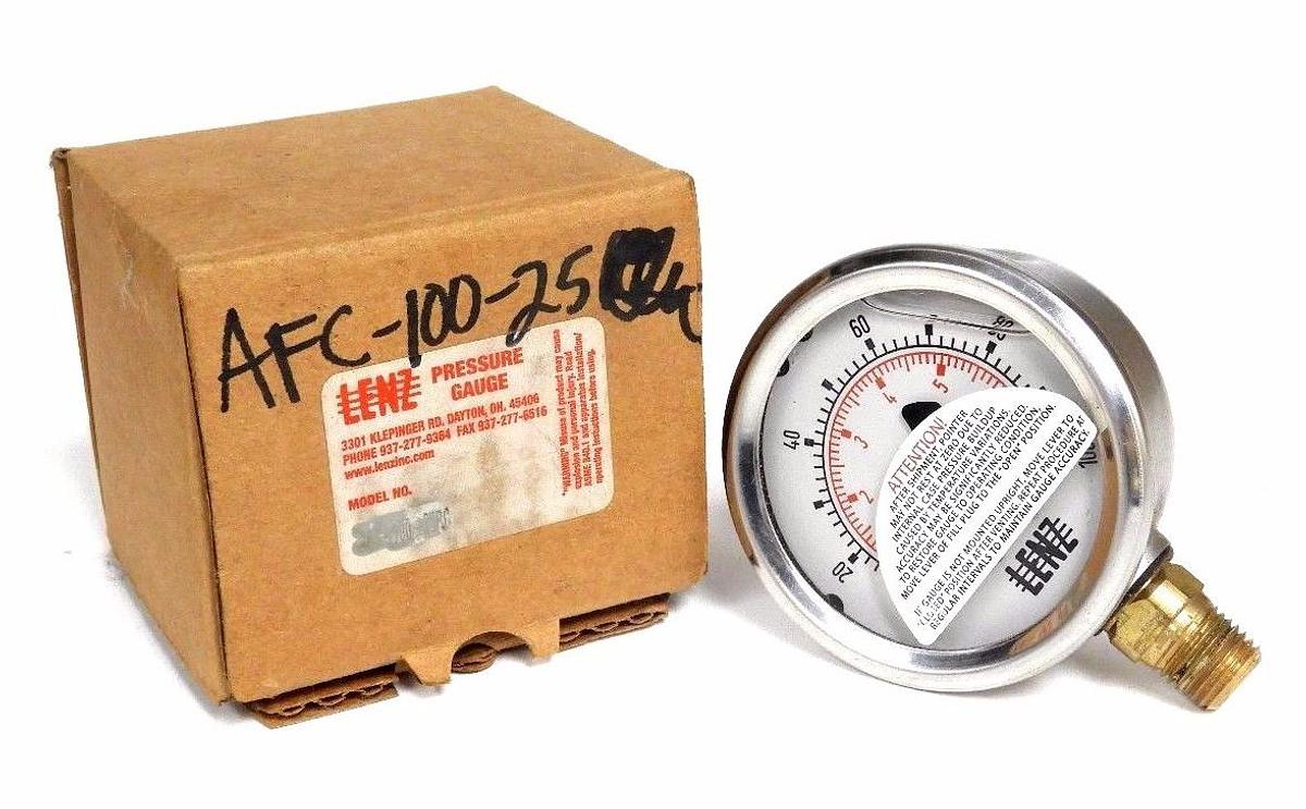 Used NIB LENZ AFC-100-25 PRESSURE GAUGE AFC10025