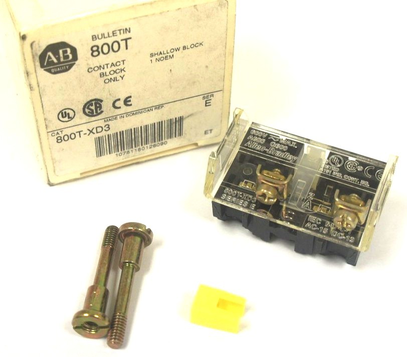 NIB ALLEN BRADLEY 800T-XD3 CONTACT BLOCK, SER E, 800TXD3