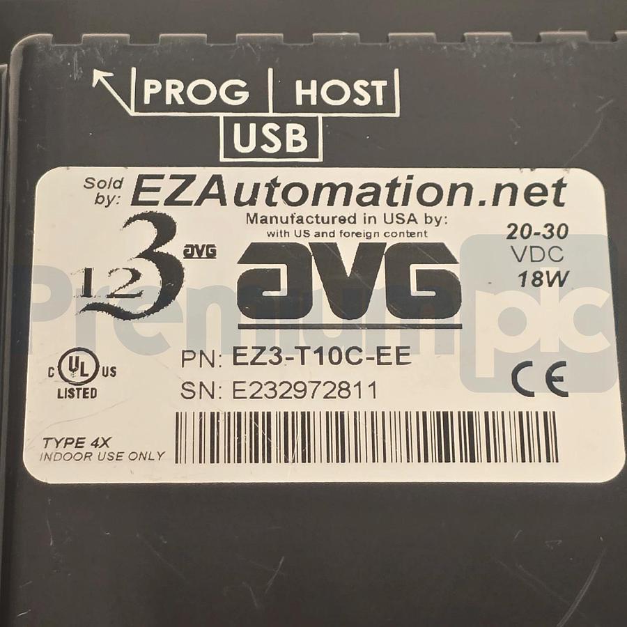 EZAutomation AVG Automation EZ3-T10C-EE Touchpanel HMI 10" TFT Color NSMP (read)