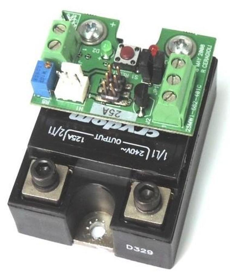 Used CRYDOM CWD24125-10 RELAY W/ ECD 25MW1-682-401C BOARD CWD2412510