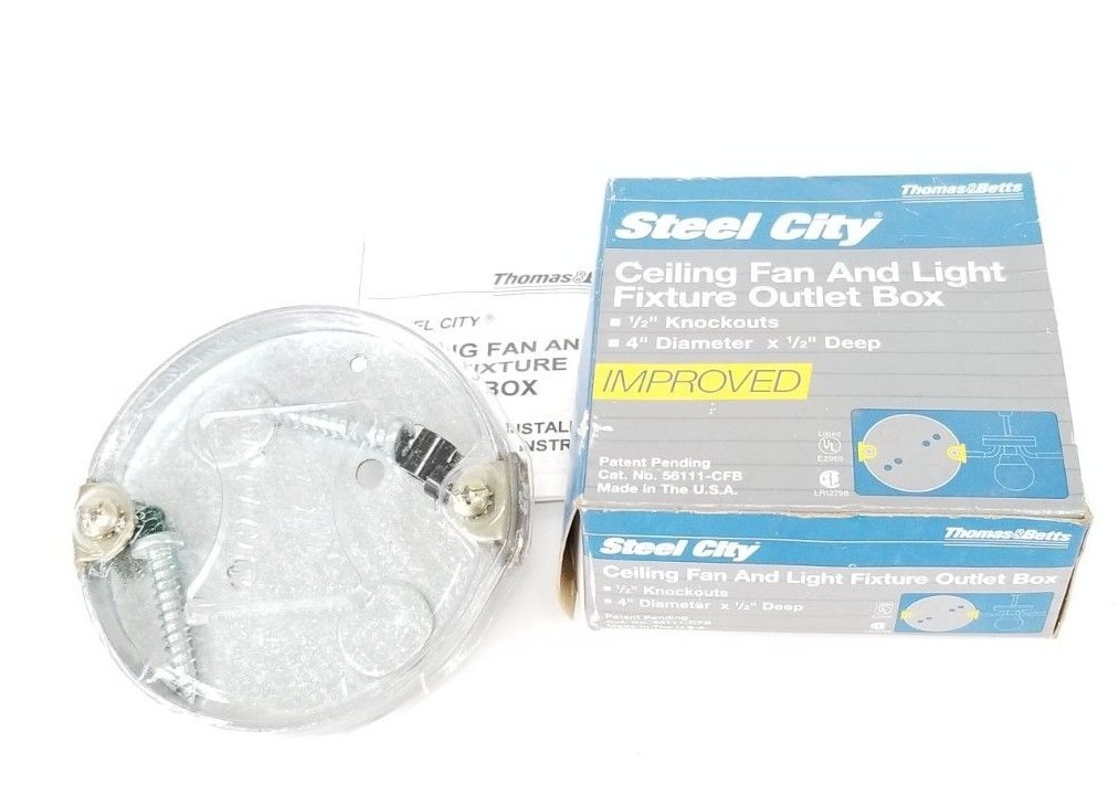 Used NIB THOMAS & BETTS 56111-CFB STEEL CITY CEILING FAN AND LIGHT FIXTURE OUTLET BOX