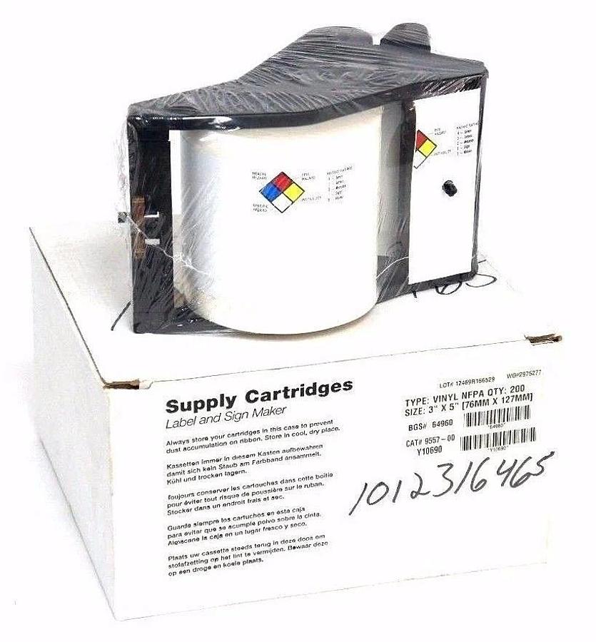 Used BRADY CAT# 9557-00 BGS# 64960 SIZE: 3'X5" (76MMX127MM) TYPE: VINYL NFPA QTY: 200