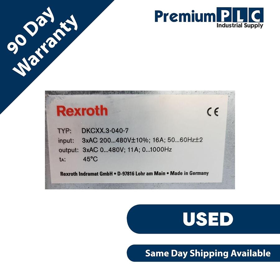 Used REXROTH INDRAMAT DKC03.3-040-7-FW ECO DRIVE SERVO AMPLIFIER R911279428 W/ENCODER