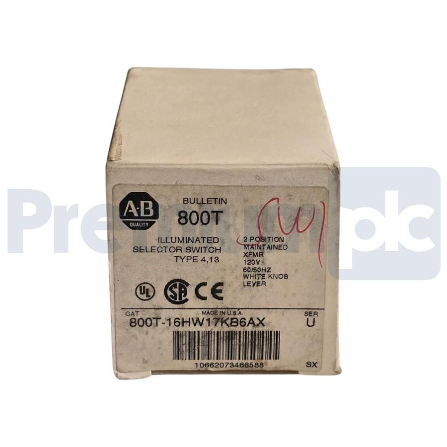 Used ALLEN BRADLEY 800T-16HW17KB6AX /U 30mm ILL SELECTOR SWITCH 800T-16HG17KB6AX NSMP