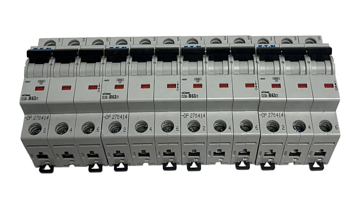 Used 4 EATON CLS6-B63/3-DP / 270414 MOELLER SERIES xCLEAR CIRCUIT BREAKERS 63A USNP