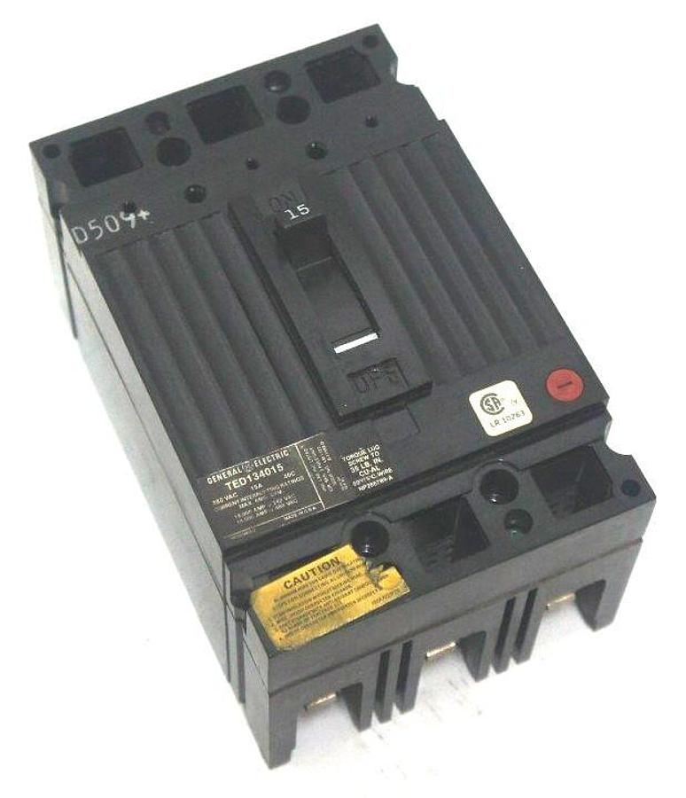 NIB GENERAL ELECTRIC TED134015 CIRCUIT BREAKER 15AMP 3 POLE TED134015WL