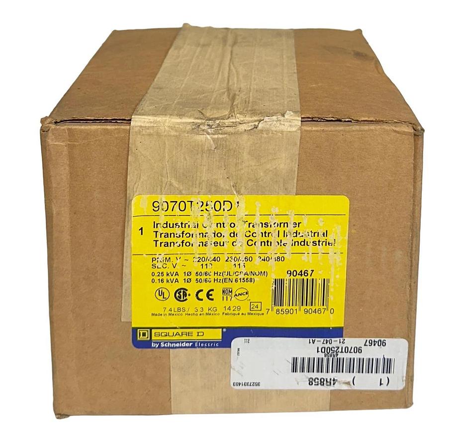 Used SQUARE D 9070T250D1 INDUSTRIAL CONTROL TRANSFORMER 250VA 120-480VAC NSFS