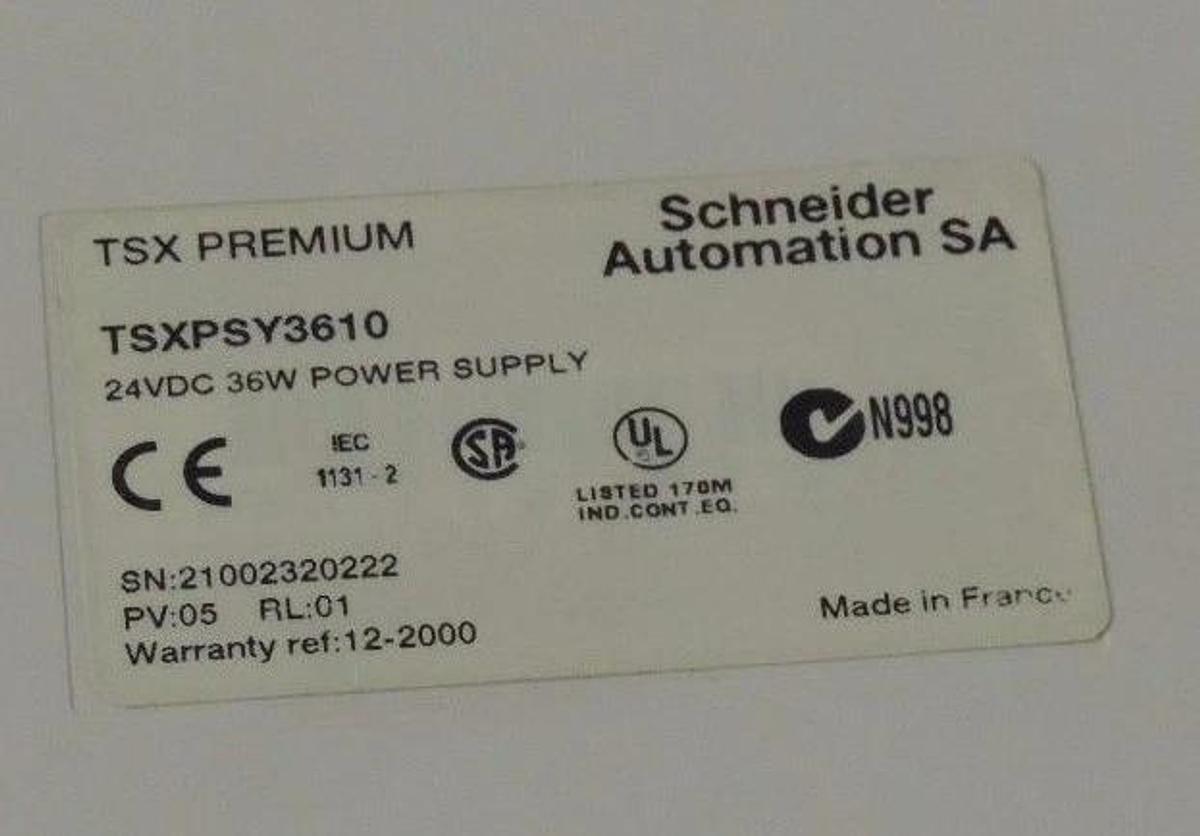 Used MODICON TSX TSXPSY3610 PREMIUM POWER SUPPLY MODULE 24VDC, 36WATT