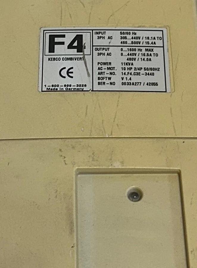 Refurbished KEB 14.F4.C3E-3440 / 14F4C3E3440 KEBCO F4 COMBIVERT AC DRIVE 10HP 2/4P REPAIRED
