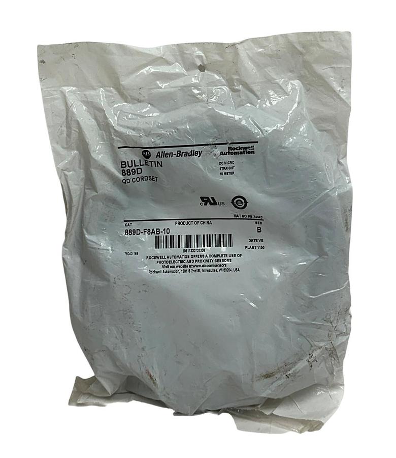 ALLEN BRADLEY 889D-F8AB-10 /B DC MICRO QD CORDSET M12 8-PIN 10M CABLE NSMP