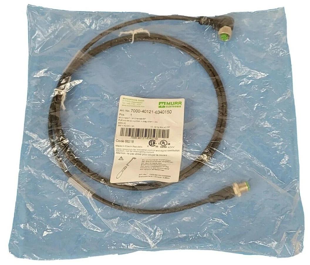 Used NEW MURR ELEKTRONIK 7000-40121-6340150 M12 MALE 0° / M12 FEMALE 90°