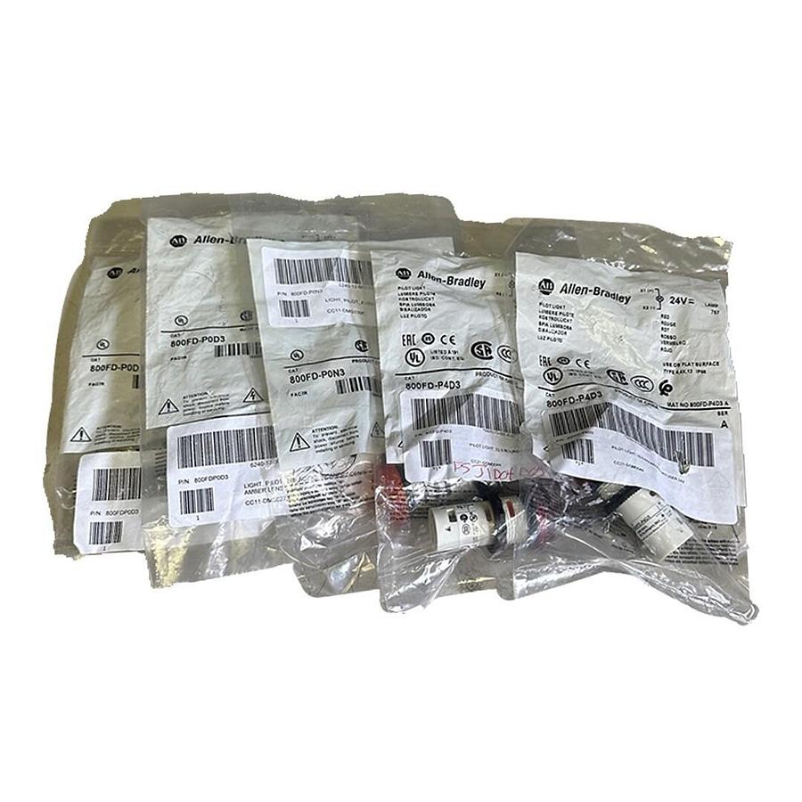 Used 5 NEW ALLEN BRADLEY 800FD PILOT LIGHTS 800FD-P4D3 800FD-P0N3 800FD-P0D3 /A 24V