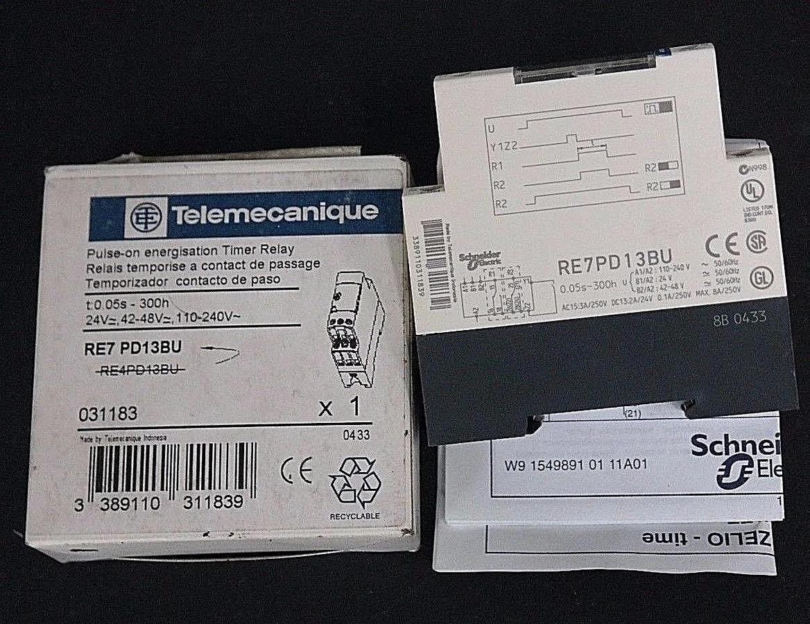 Used NIB TELEMECANIQUE RE7 PD13BU PULSE-ON ENERGISTION TIMER RELAY 031183 RE7PD13BU