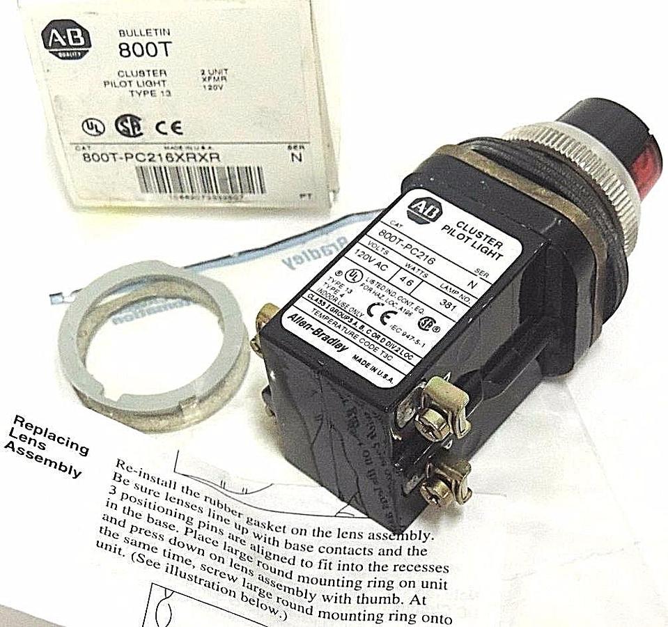 Used NIB ALLEN BRADLEY 800T-PC216XRXR CLUSTER PILOT LIGHT 800TPC216XRXR SER. N