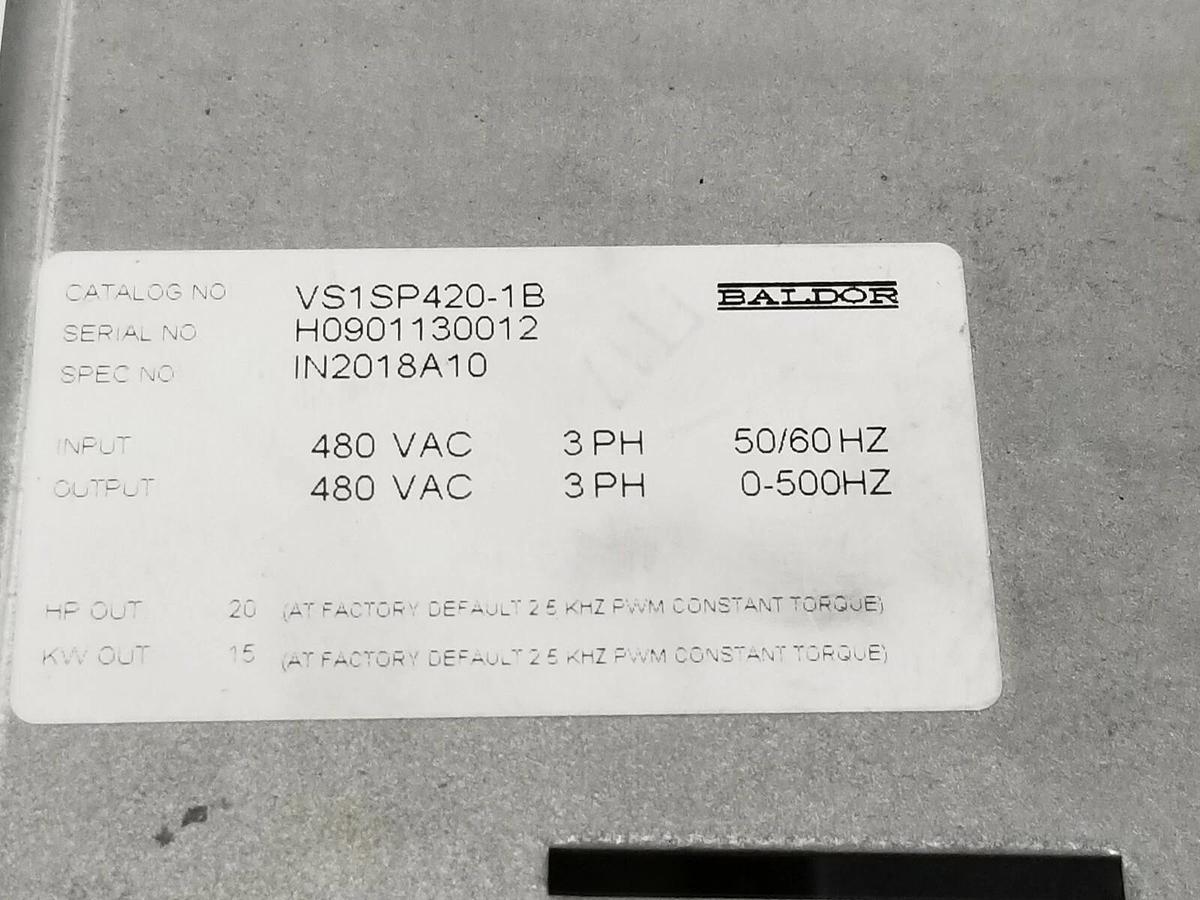 Used BALDOR DRIVES CAT. NO. VS1SP420-1B DRIVE HOUSING IN2018A10 H2 (HOUSING ONLY)