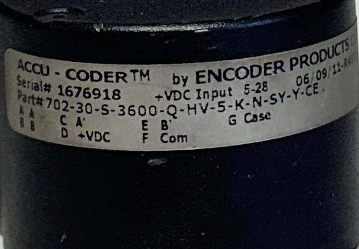 Used ACCU-CODER 702-30-S-3600-Q-HV-5-K-N-SY-Y-CE / 70230S3600QHV5KNSYYCE ENCODER USNP