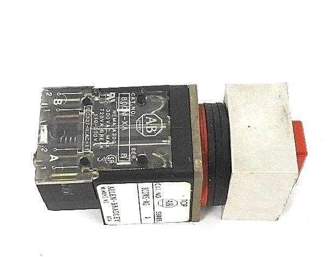 Used ALLEN BRADLEY 800MS-X0 EMERG STOP PUSHBUTTON SER.A W/ 800M-XA CONTACT