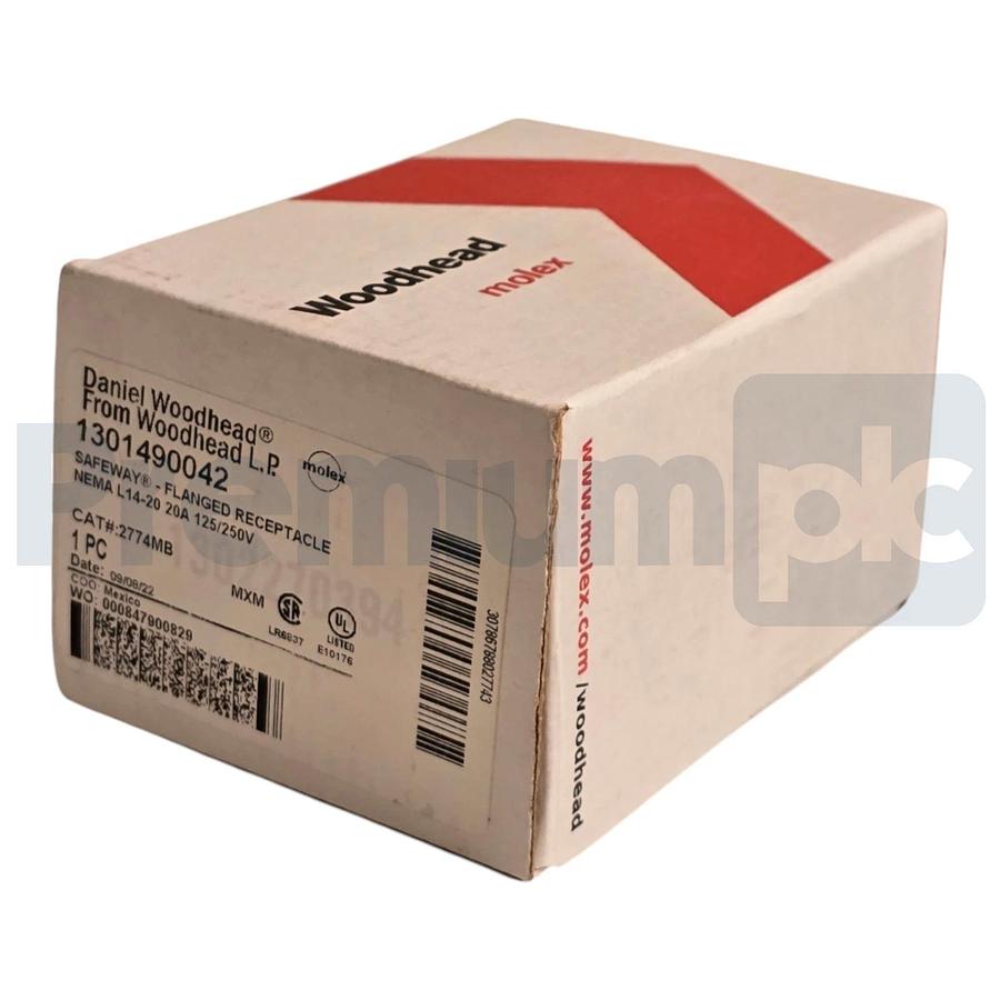 Woodhead 2774MB Safeway Flanged Receptacle NEMA L14-20 20A 125/250V 1301490042