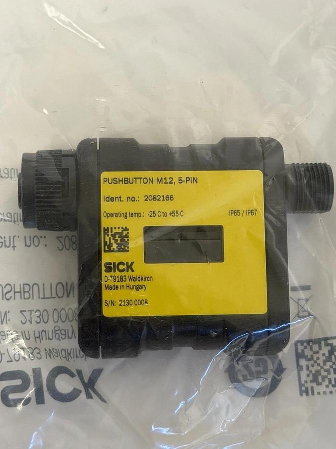 Used NEW SICK PUSHBUTTON M12, 5-PIN IDENT. NO: 2082166