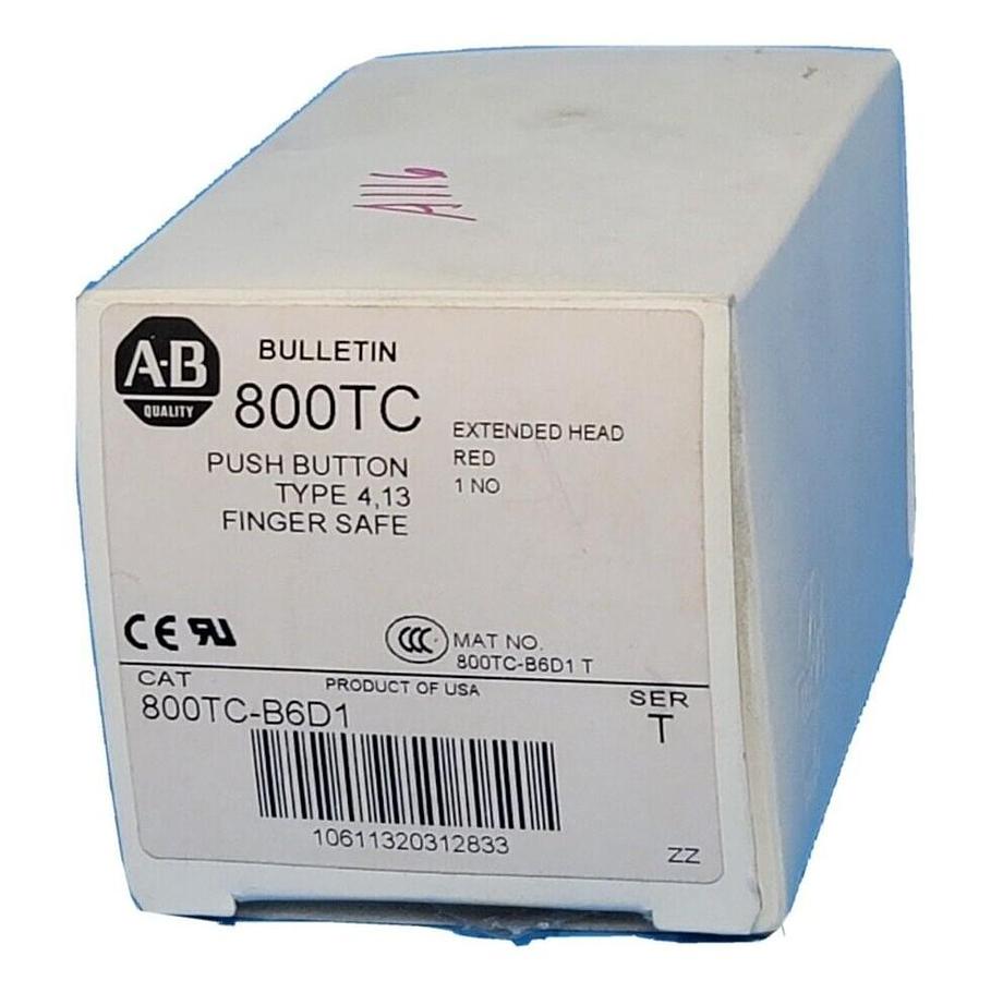 Used NEW ALLEN BRADLEY 800TC-B6D1 /T FINGER SAFE PUSH BUTTON 800TCB6D1