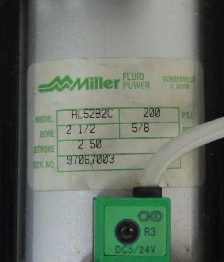 NEW MILLER AL52B2C CYLINDER 200PSI BORE: 2 1/2'' ROD DIA: 5/8 STROKE: 2.50