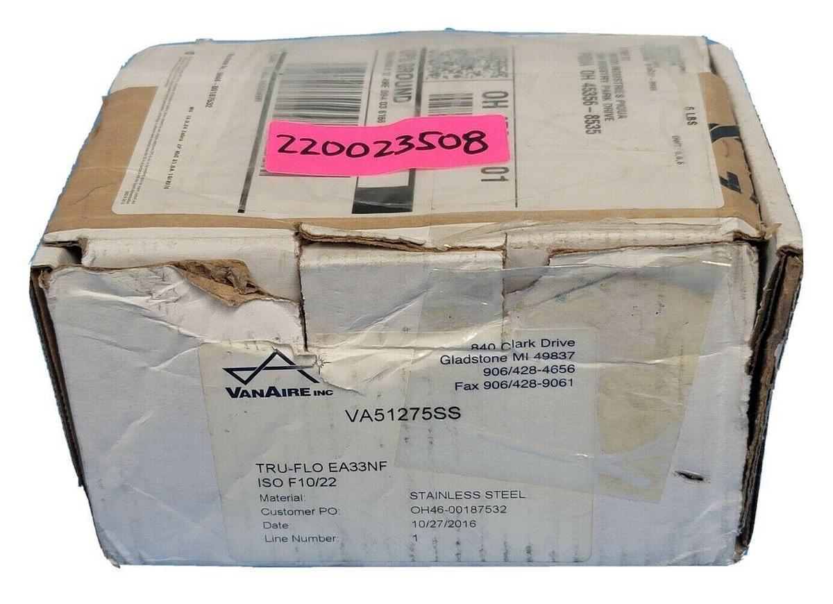 Used NIB VANAIRE INC VA51275SS MOUNTING KIT TRU-FLO EA33NF ISO F10/22