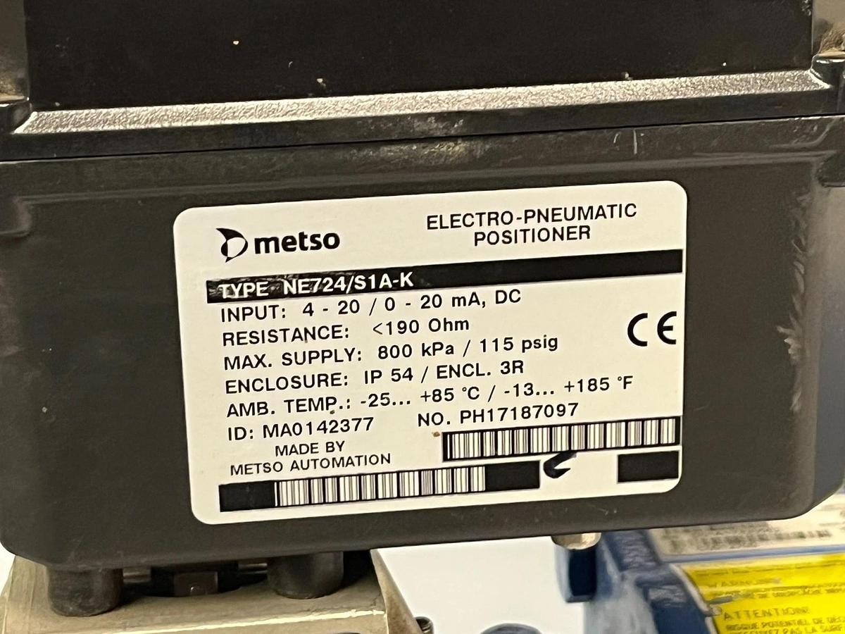 Valmet Neles Metso B1JAU8/35L Actuator w/ NE724/S1A-K Positioner & RAA040AS NSNP